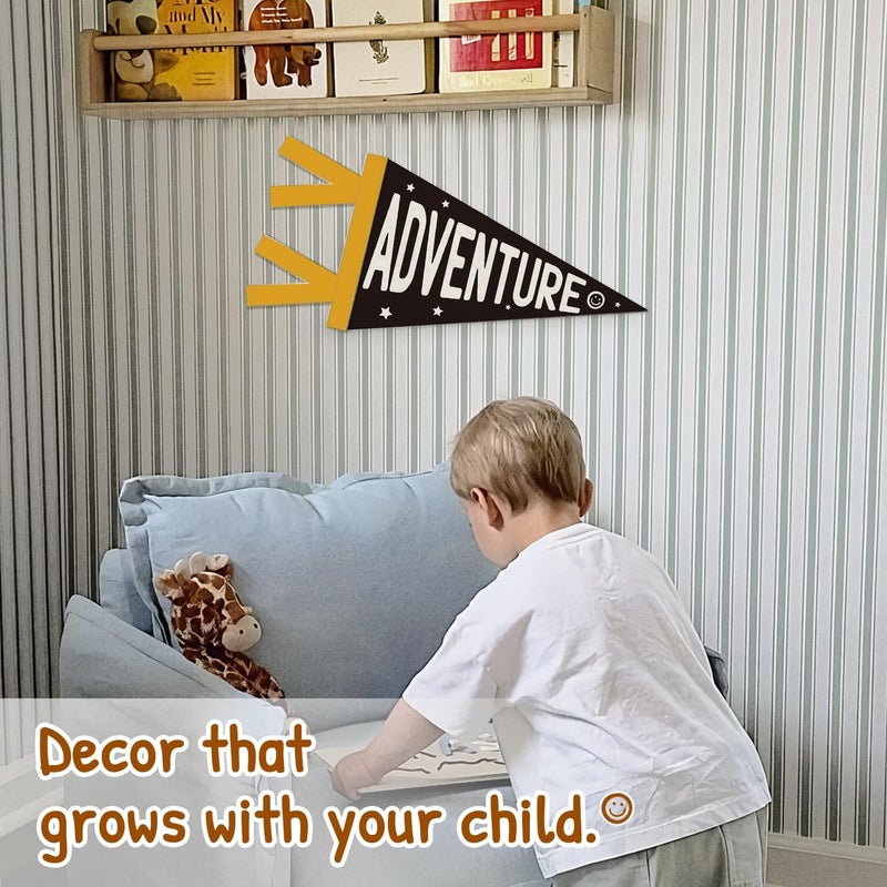 SJDFCSA Boy Nursery Decor, Adventure Sign Wall Hanging Pennant Flag Banner, Adventure Nursery Wall Decorations for Kids Toddler Boys Room Bedroom Playroom Decor - Image 3